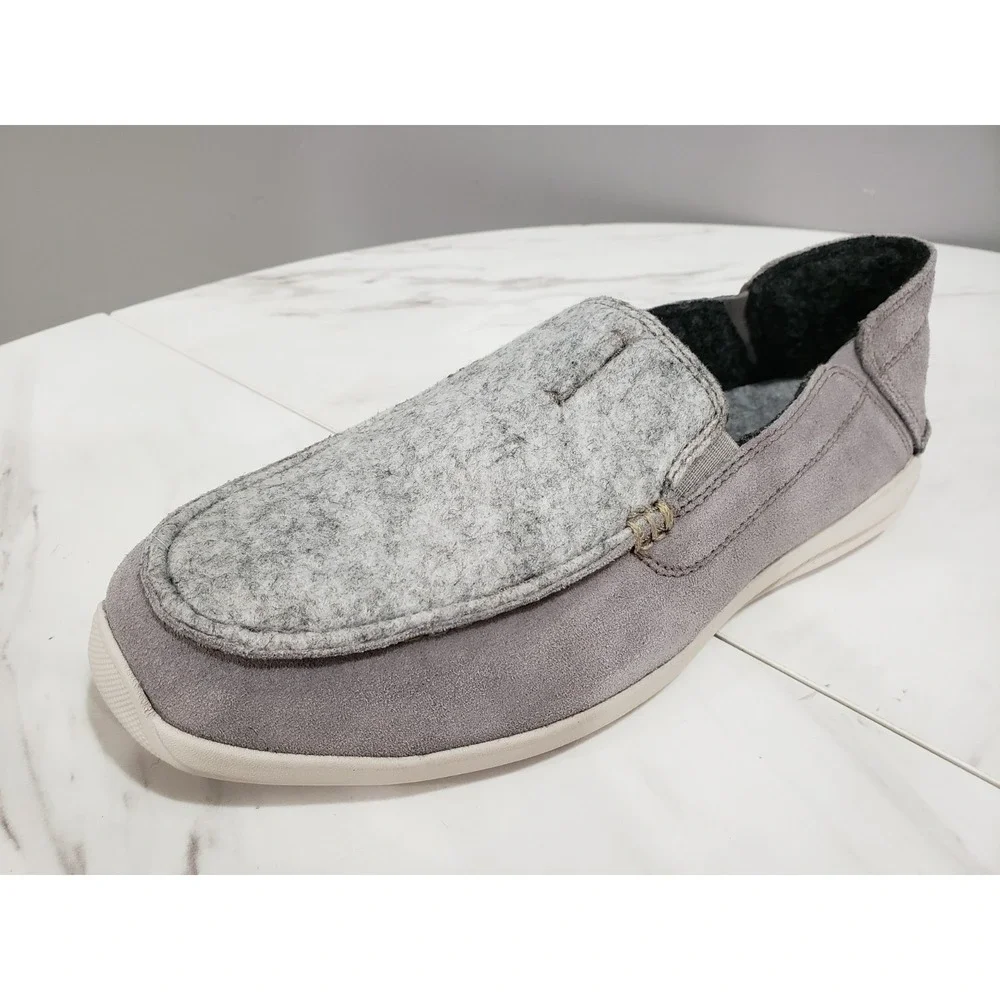 Clarks 61505369‎ Men's SIZE 8 Gray Suede Gorwin Step Slip-On Loafer Shoes House